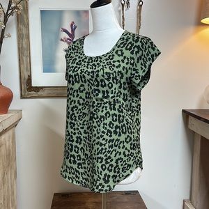 Lily White, Green and Black Leopard Blouse
